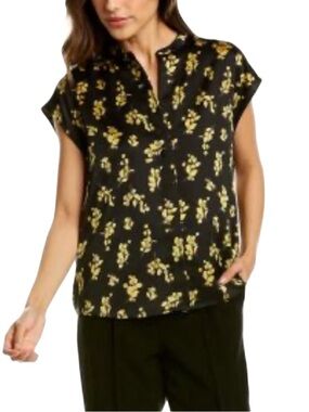 Vince Women's XS Dandelion Button Front Cap Sleeve Blouse